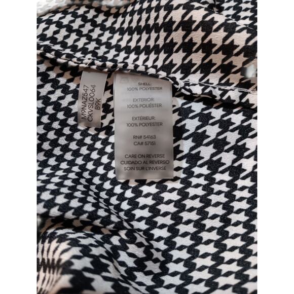 CALVIN KLEIN Classic Houndstooth Blouse Top Large‎ Career Dressy Office V-Neck - Picture 5 of 8
